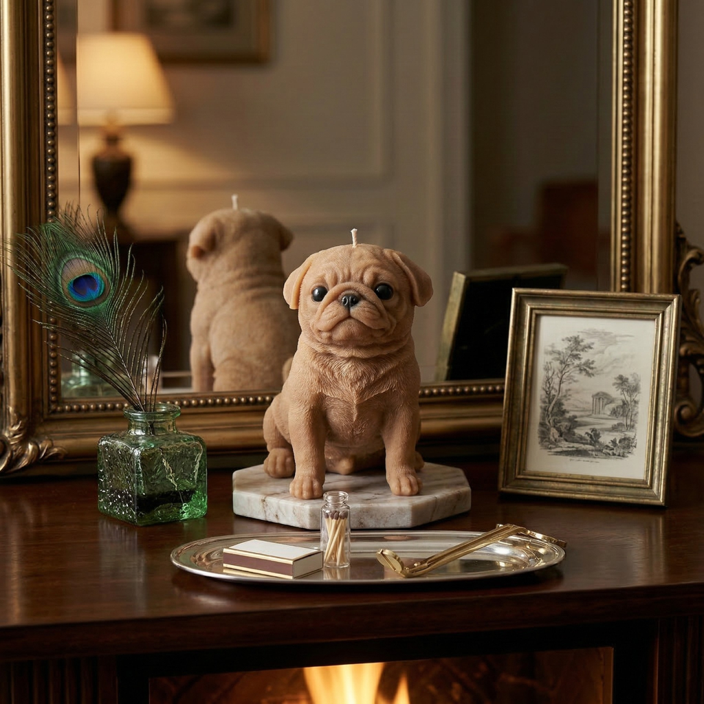 Pug Puppy Candle