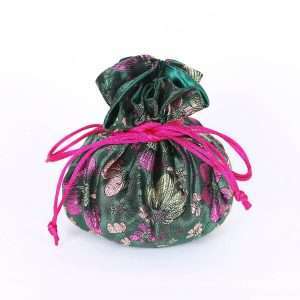 Bamboo & Floral Brocade Jewelry Pouch