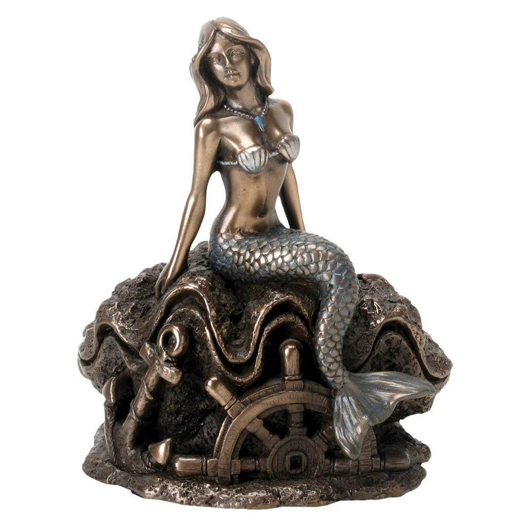 Bronze looking Mermaid Statue on Seashell Figure