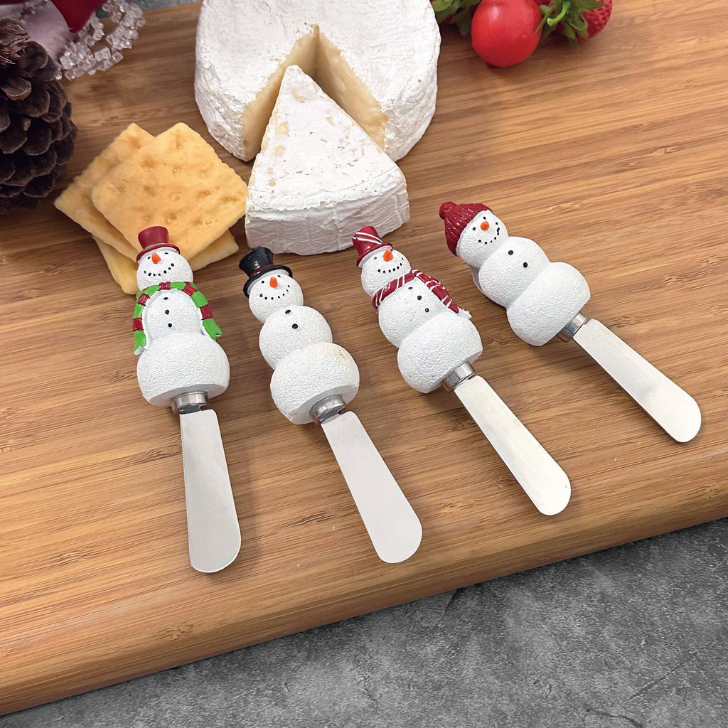 4-Piece Snowmen Polyresin Cheese Spreader