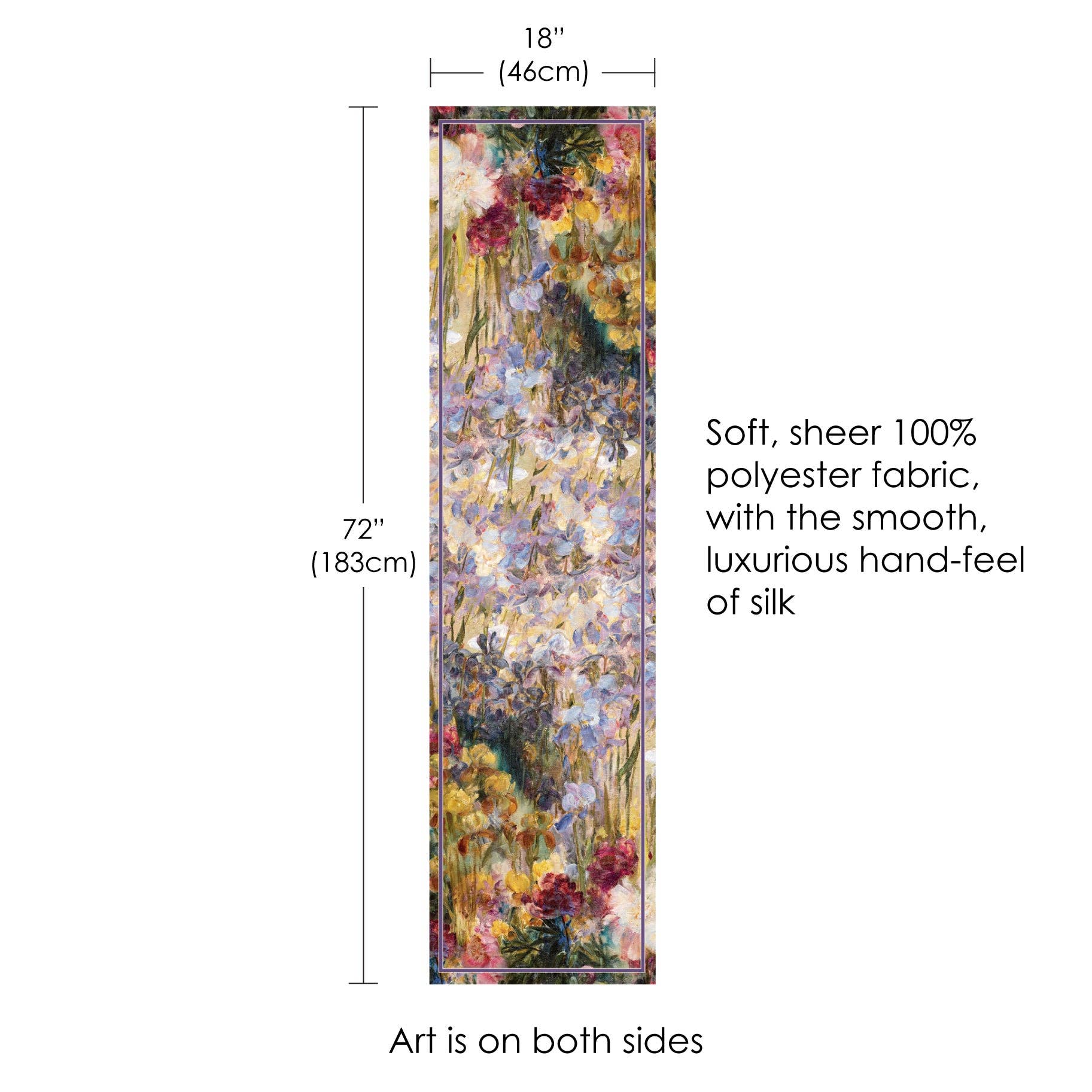 Tiffany Peonies & Iris Long Sheer Scarf – Lightweight, Elegant, Silky-Soft