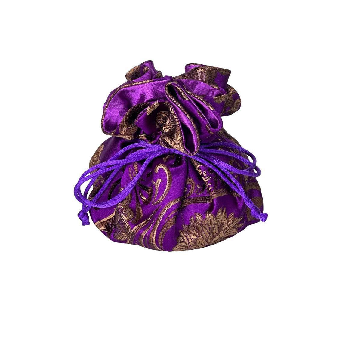 Peony Brocade Drawstring Jewelry Pouch