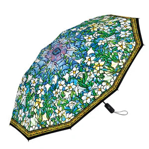 Tiffany Field of Lillies Folding Travel Umbrella