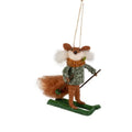 Fox In Green Sweater Skiing Ornament