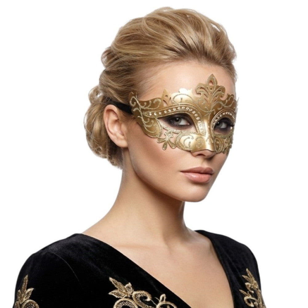 Gold Masquerade Mask with Crystals