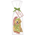 Golden w/Green Scarf Christmas Kitchen Towel Set