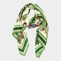 Green Butterfly Printed Oblong Silky Satin Scarf Shawl