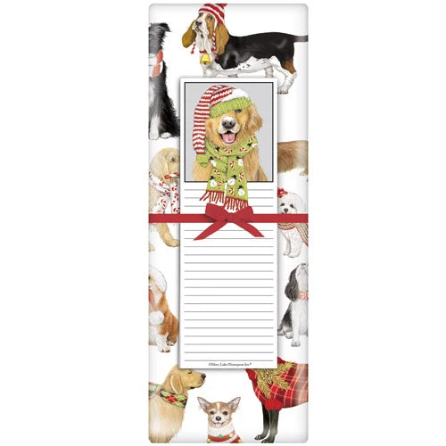 Holiday Dog Scatter Notepad Set with Kitchen Towel