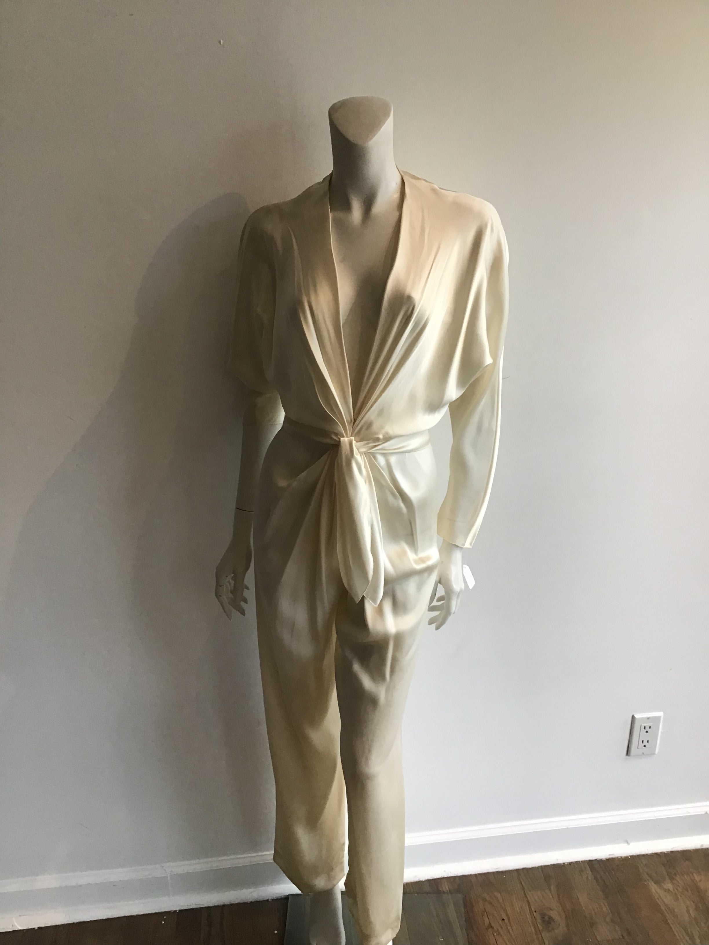 Cream satin jumpsuit shop