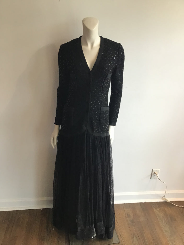 1993 Chanel Couture Lace Bottom Evening Gown