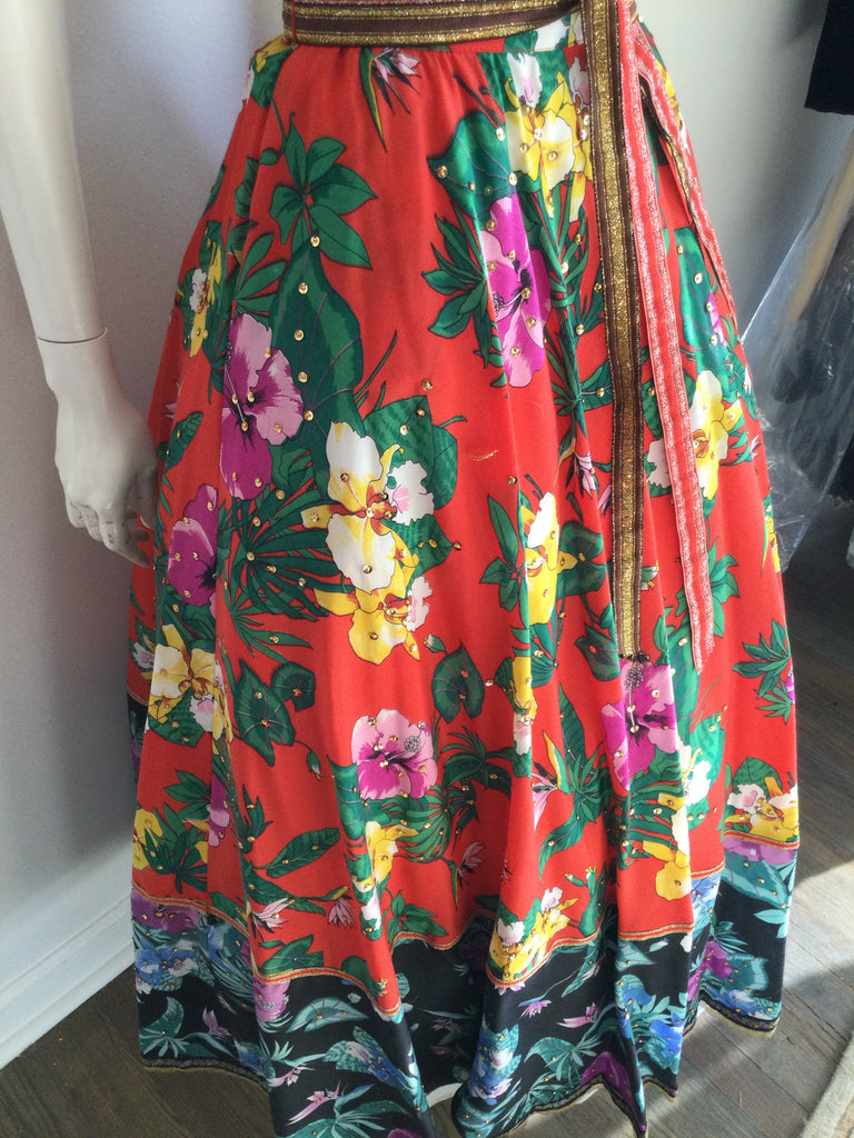 1970s Giorgio di Sant’ Angelo Floral Skirt with Top
