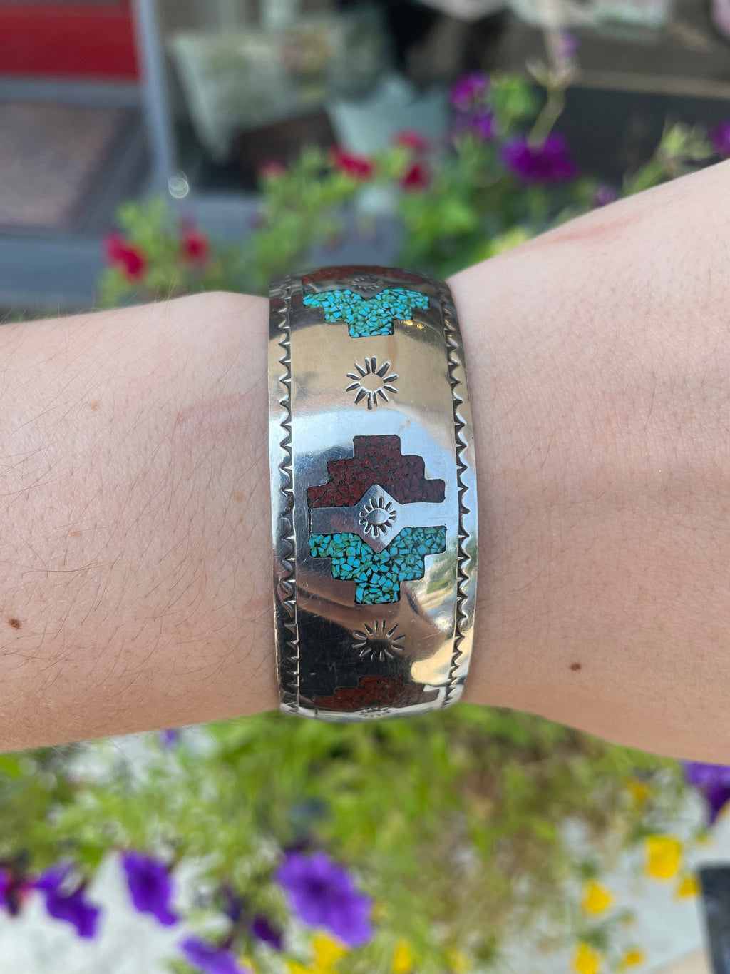 NAVAJO CUFF INLAID CORAL,TORQUOISE