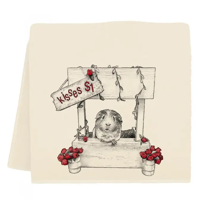 "Kisses" Tea Towel