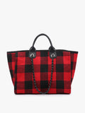 Kristina Vegan Satchel Tote in Red Buffalo Plaid