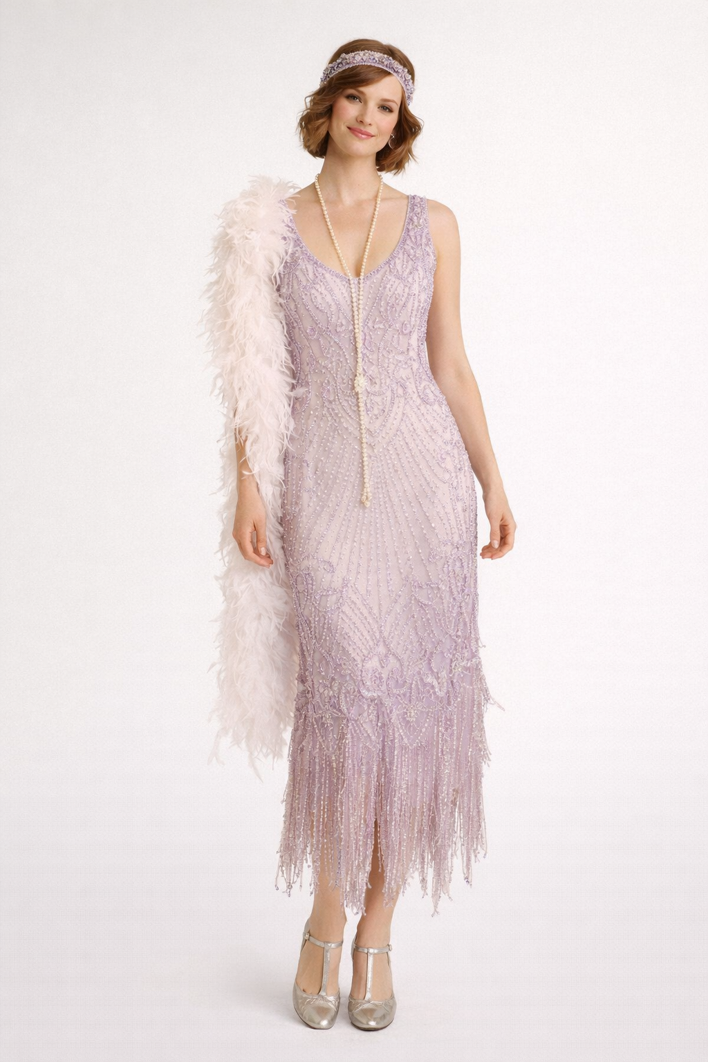 Lavender Sadie Beaded Flapper Dress 1920's, Women's Costume Rental