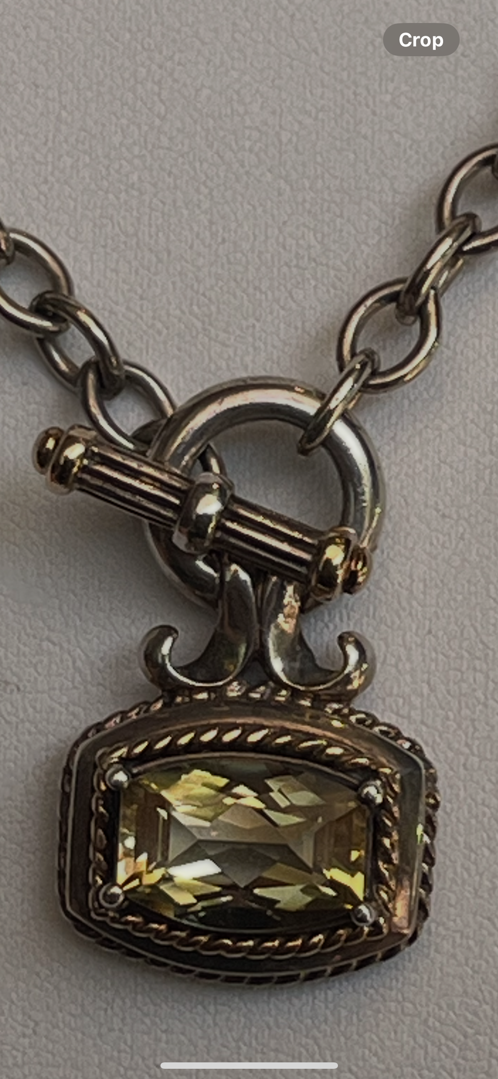 Sterling / 14K Accents Faceted Lemon Quartz Toggle necklace