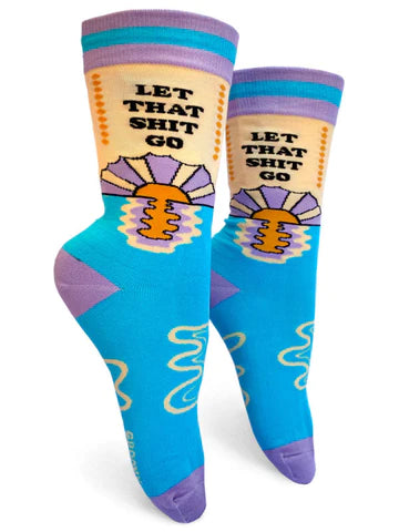let that shit go  aqua print womens socks 