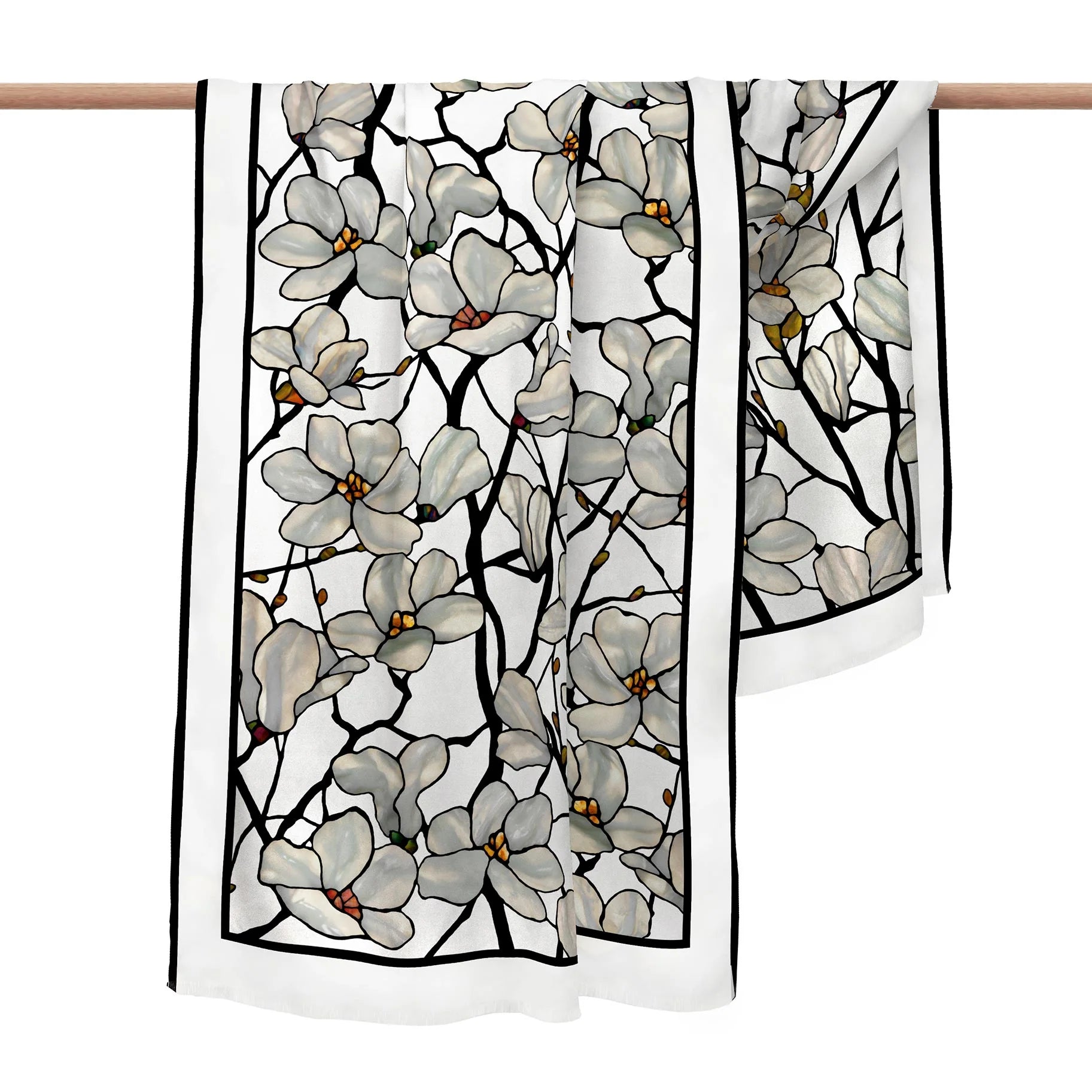 Tiffany Magnolia White Black and Grey Scarf/shawl