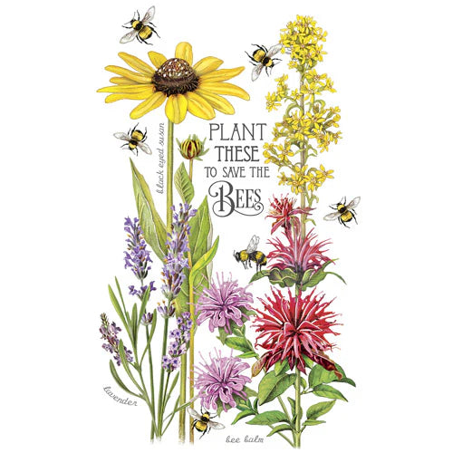 Mary Lake Thompson Bee Flowers  Dishtowel