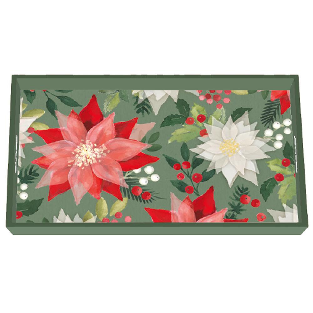 Merry Poinsettia Holiday/Christmas Tray