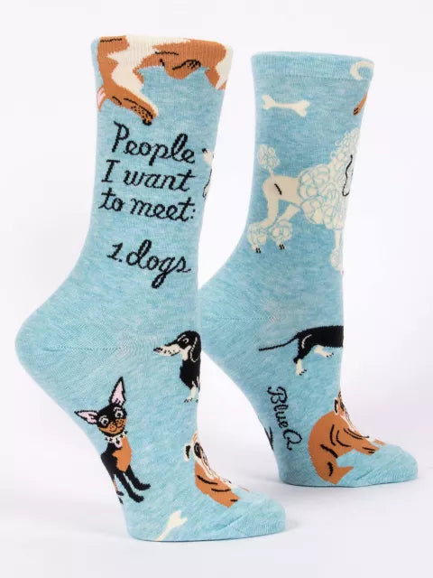 People I want to meet Dogs Blue womens socks