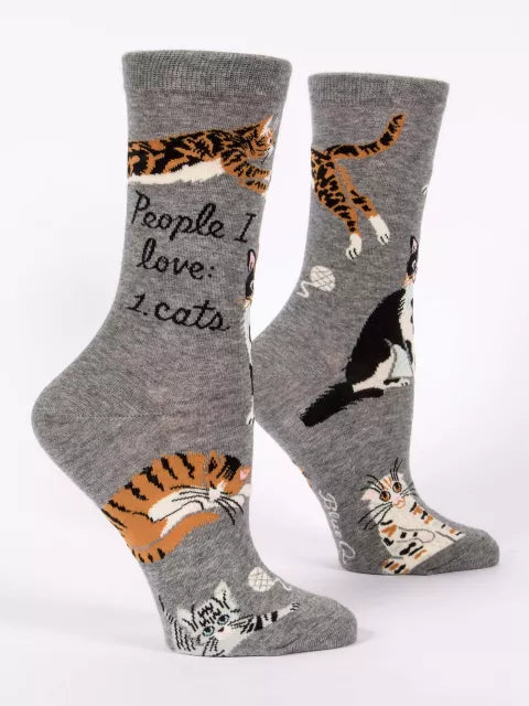 People I love, Cats! grey printed womens socks