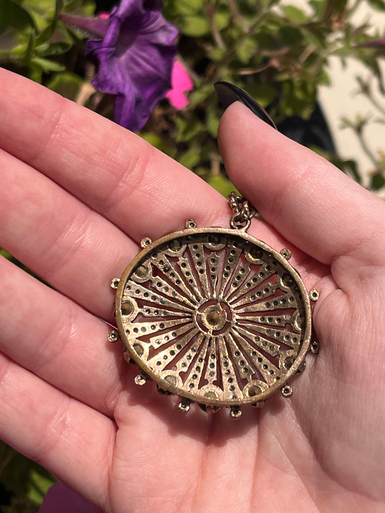 Rainbow Crystal Stone Medalian Necklace