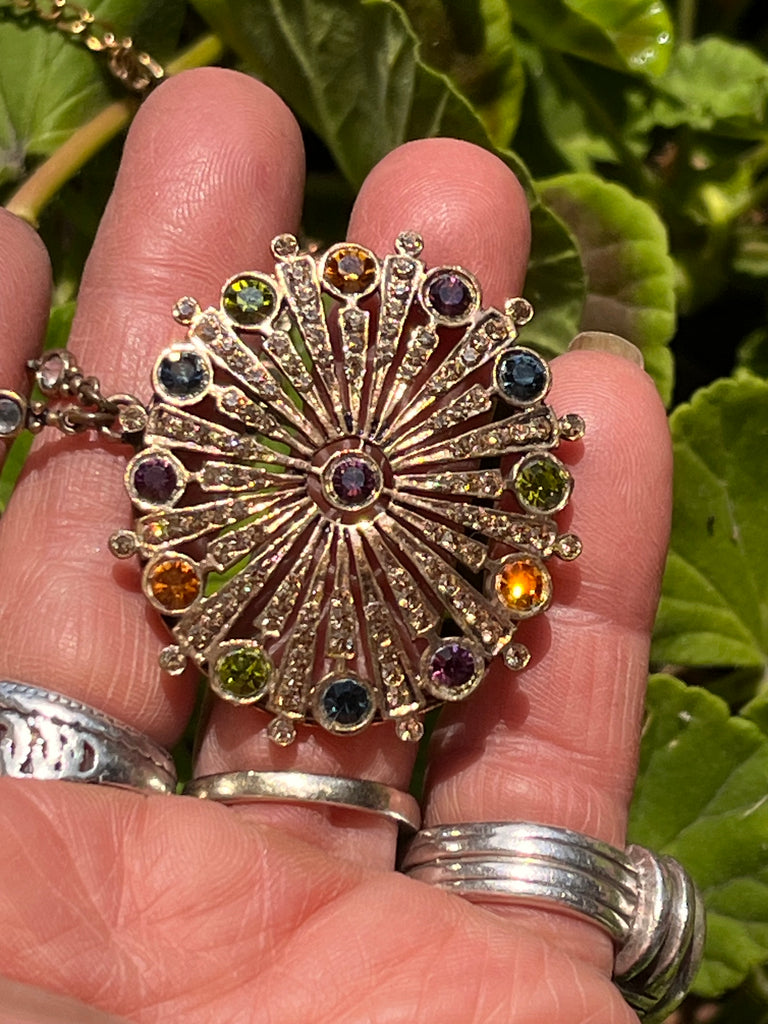 Rainbow Crystal Stone Medalian Necklace