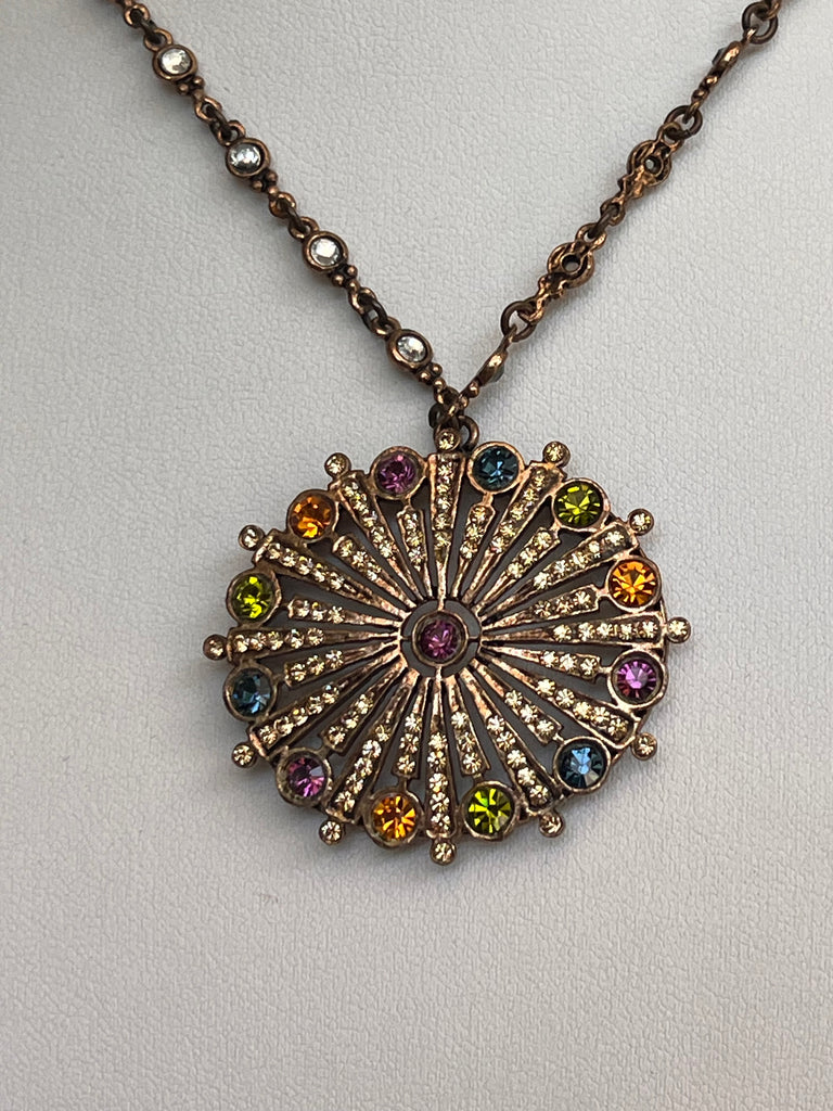 Rainbow Crystal Stone Medalian Necklace