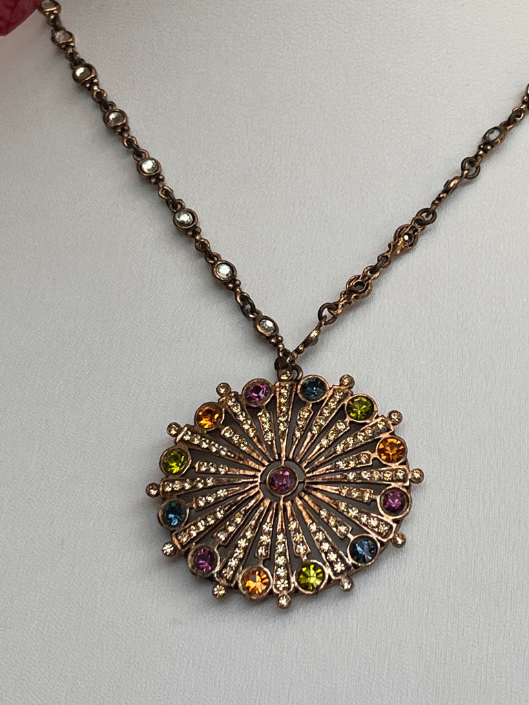 Rainbow Crystal Stone Medalian Necklace