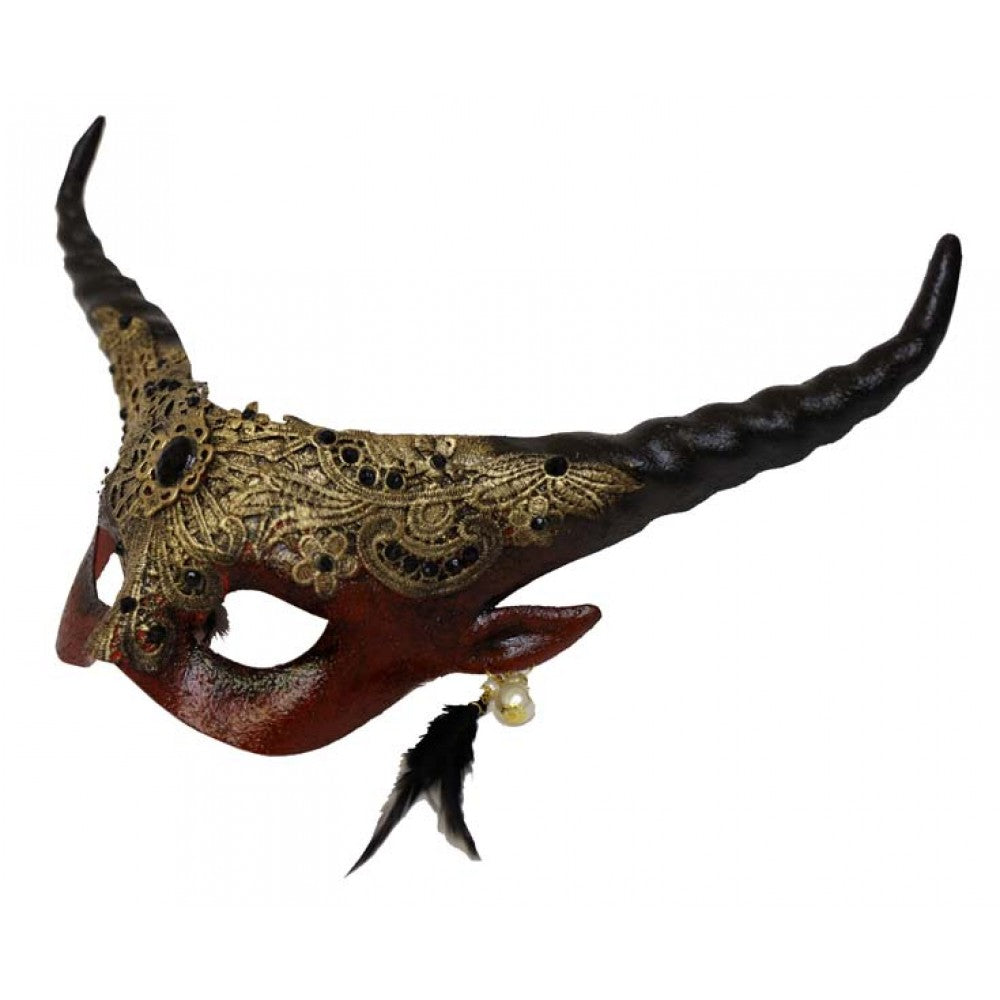 Red Horned Lace Mask