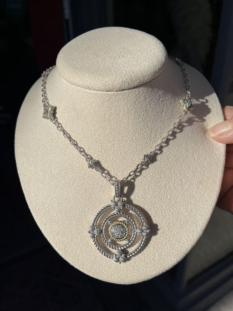 Judith Ripka STERLING/18K with diamonds pendent Necklace