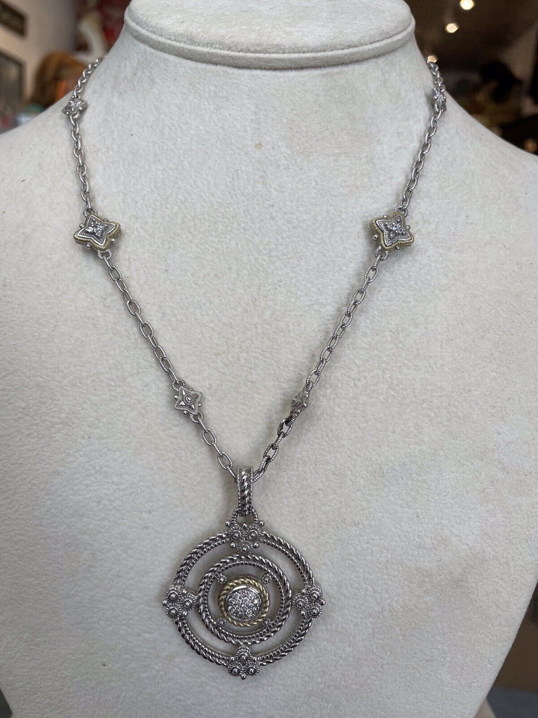 Judith Ripka STERLING/18K with diamonds pendent Necklace