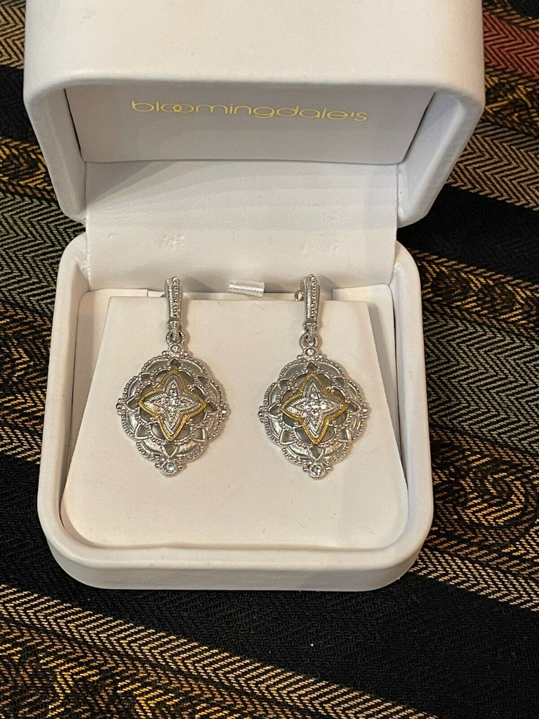 vintage judith ripka windsor collection 18k 925 white sapphire earrings 