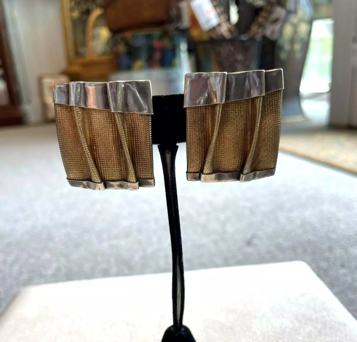 BTP Sterling, 18k modernist, vintage 80s, clip on earrrings