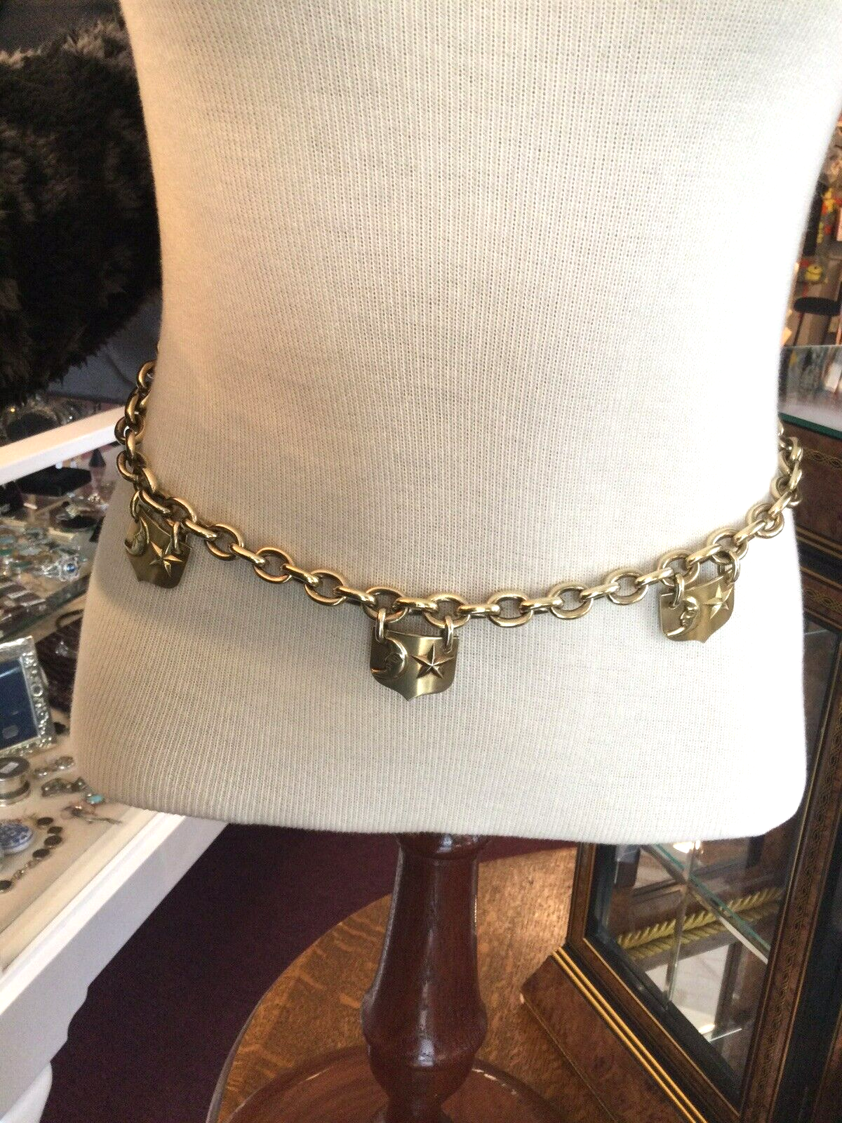 Rare Barry Kieselstein Cord 1984 Sterling Moon and Stars Chain Belt