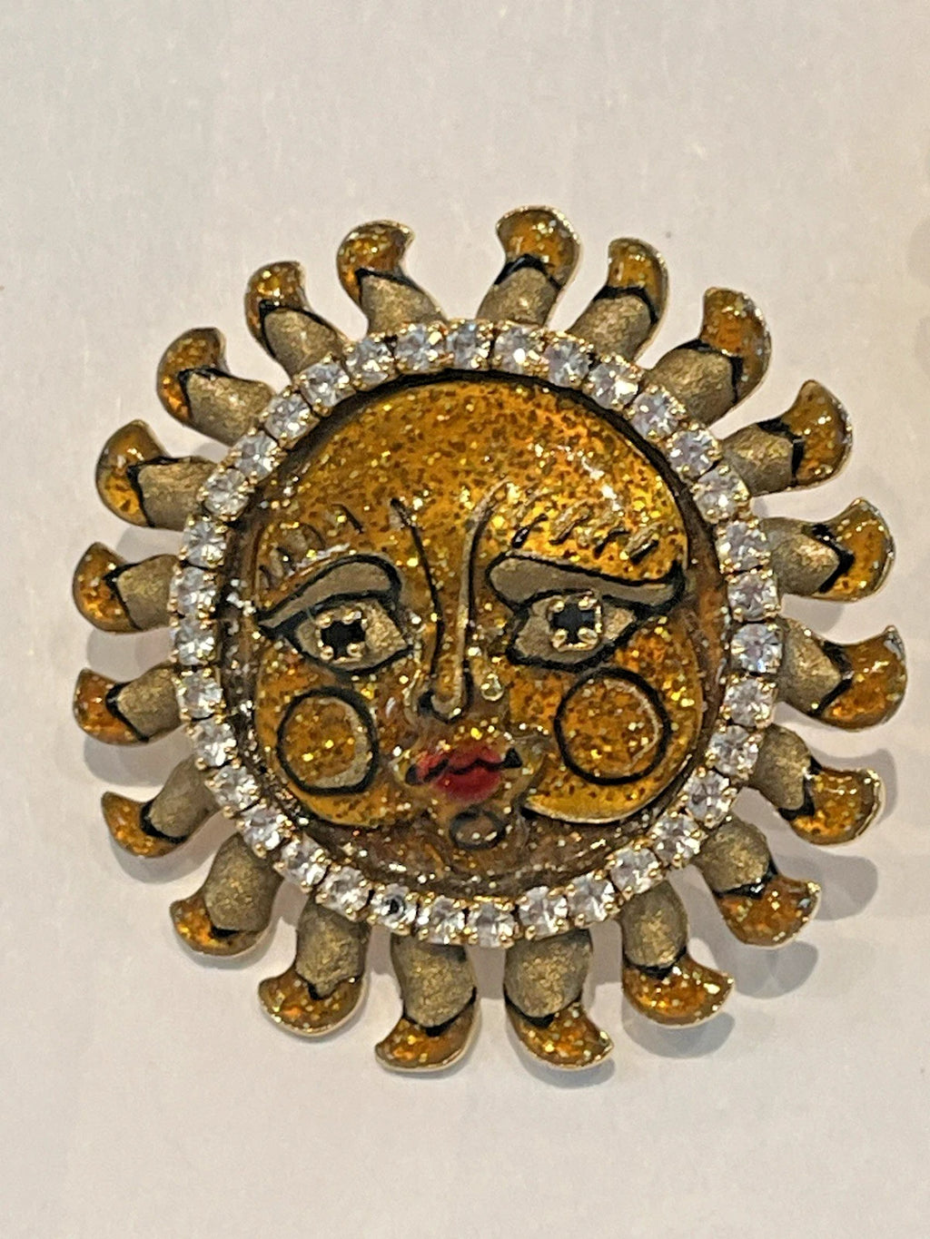 LUNCH AT THE RITZ SOLAR SORBET SUN FACE GLITTER POST EARRINGS