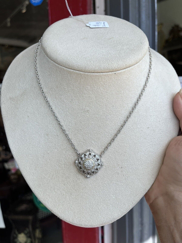 judith ripka sterling 18k white sapphire necklace 