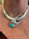 VINTAGE MIGUEL PINEDA MODERNIST 70S STERLING TORQUIOSE NECKLACE