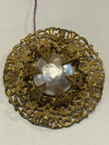 MIRIAM HASKELL Baroque Pearl & Gold Tone Cluster Filigree Brooch Pin Vintage 1.5