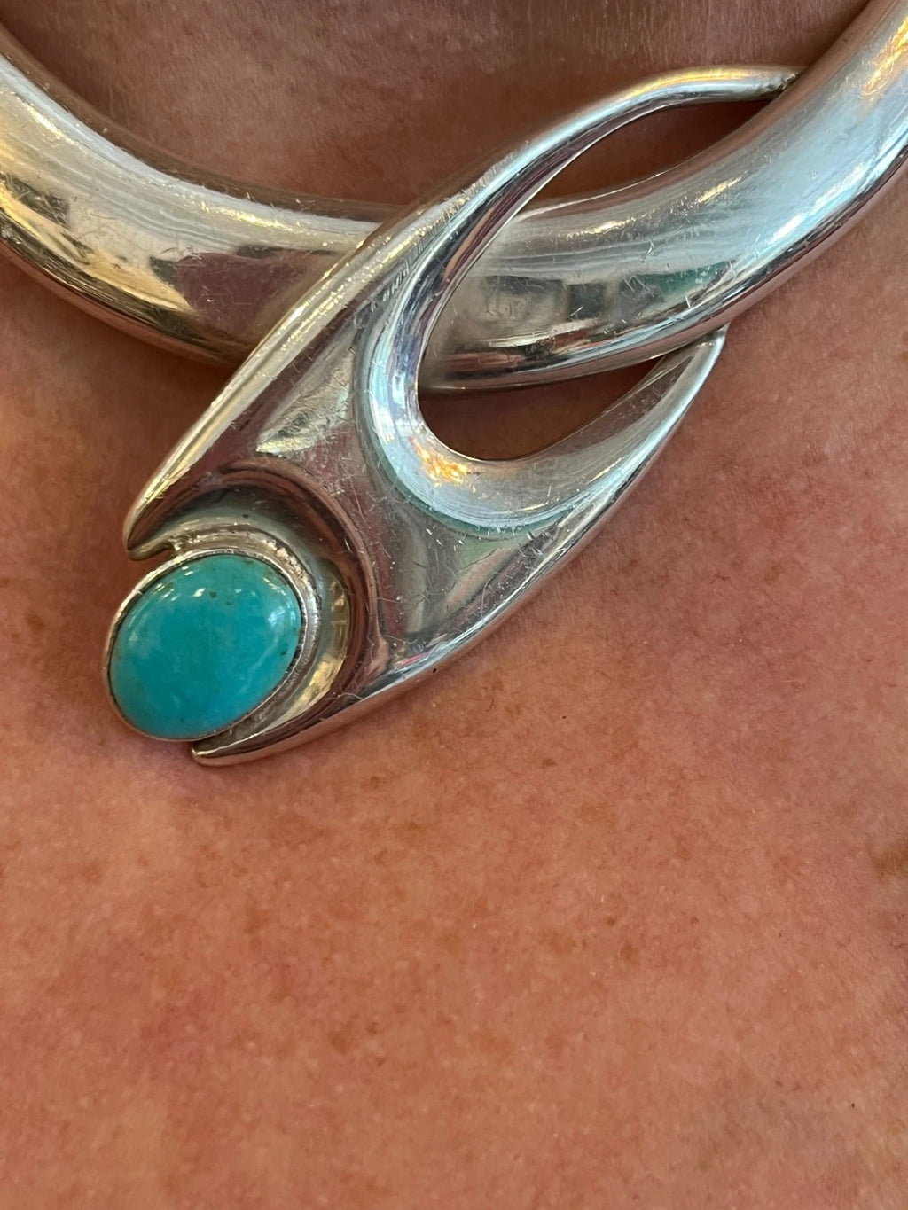 VINTAGE MIGUEL PINEDA MODERNIST 70S STERLING TORQUIOSE NECKLACE