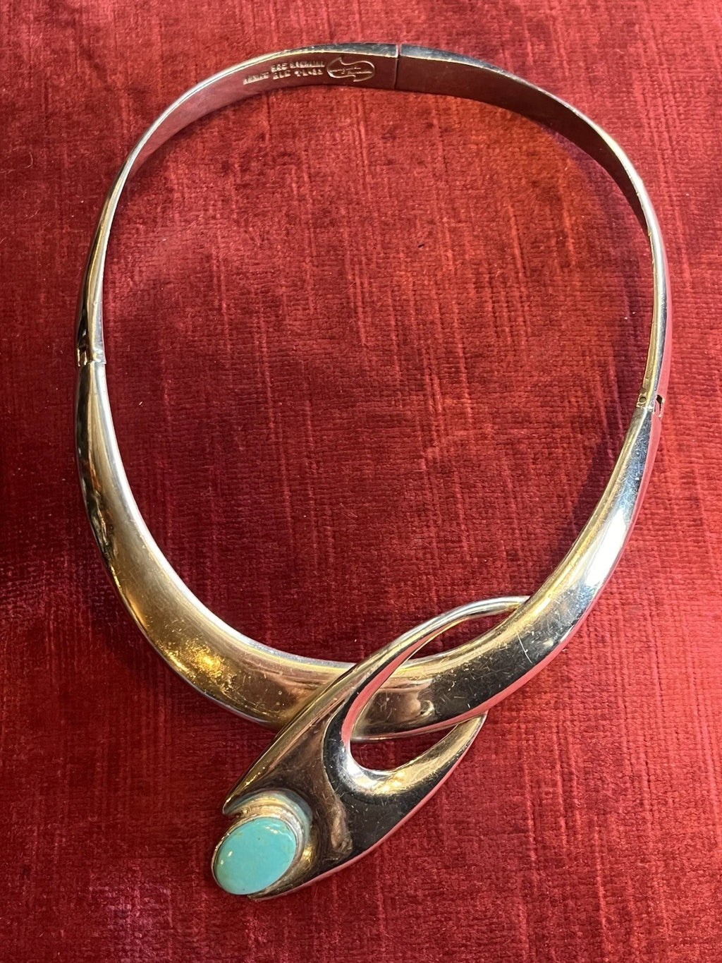 VINTAGE MIGUEL PINEDA MODERNIST 70S STERLING TORQUIOSE NECKLACE