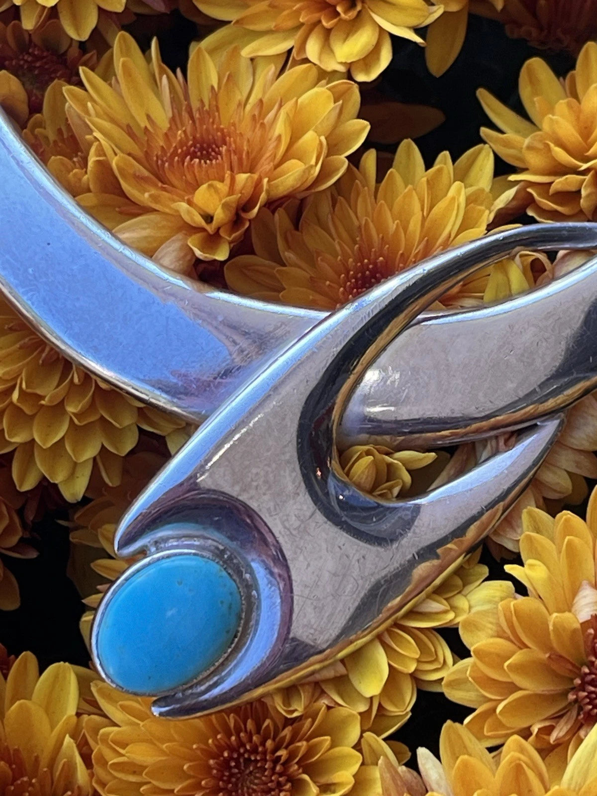 VINTAGE MIGUEL PINEDA MODERNIST 70S STERLING TORQUIOSE NECKLACE