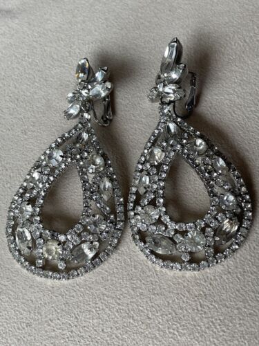 60s Vintage Weiss giant rhinestone clip on earrings