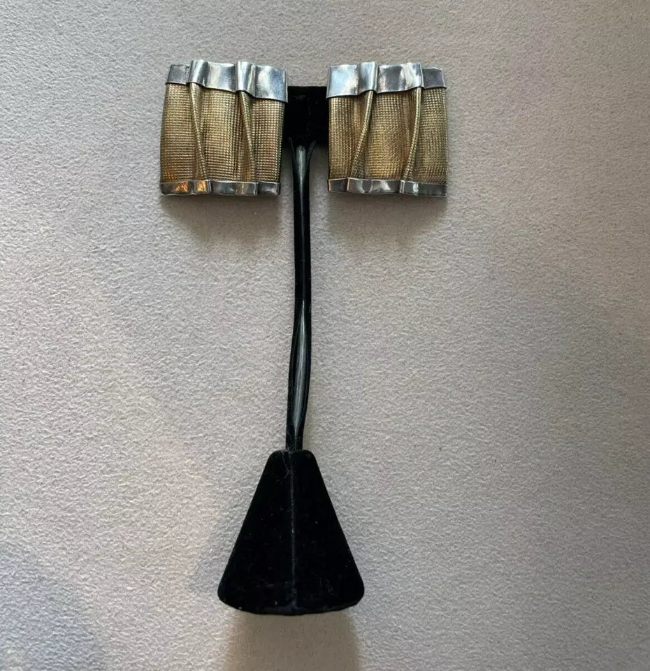 BTP Sterling and 18k Modernist 80s Clip-On Artisian Earrings