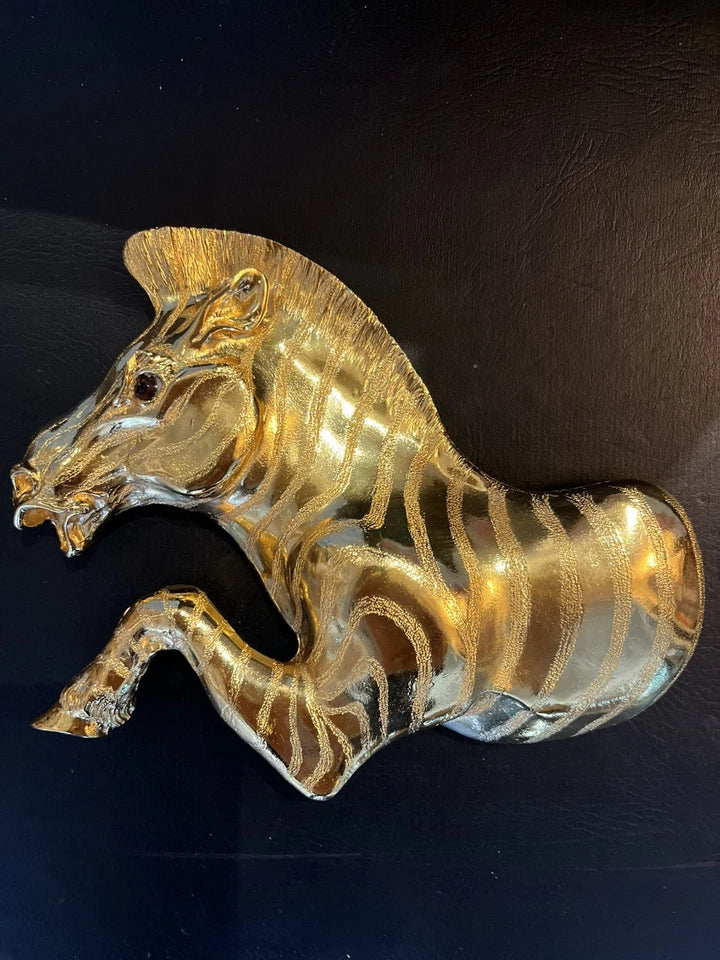 Rare Christopher Ross 24k Plated Zebra Belt Buckle 1992