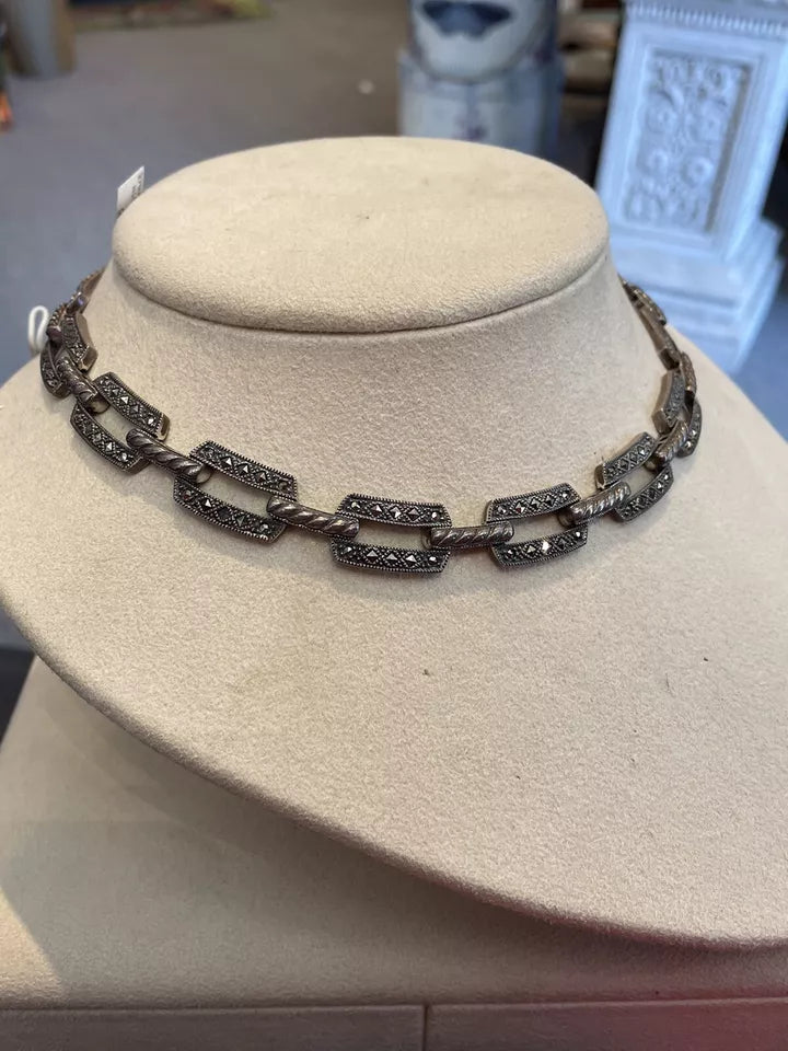 Judith Jack Sterling marcasite choker Necklace