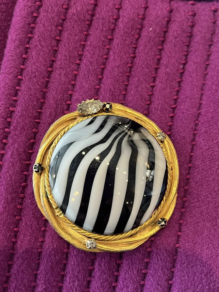Rare "Robert"1950s Striped Glass Pin/Brooch