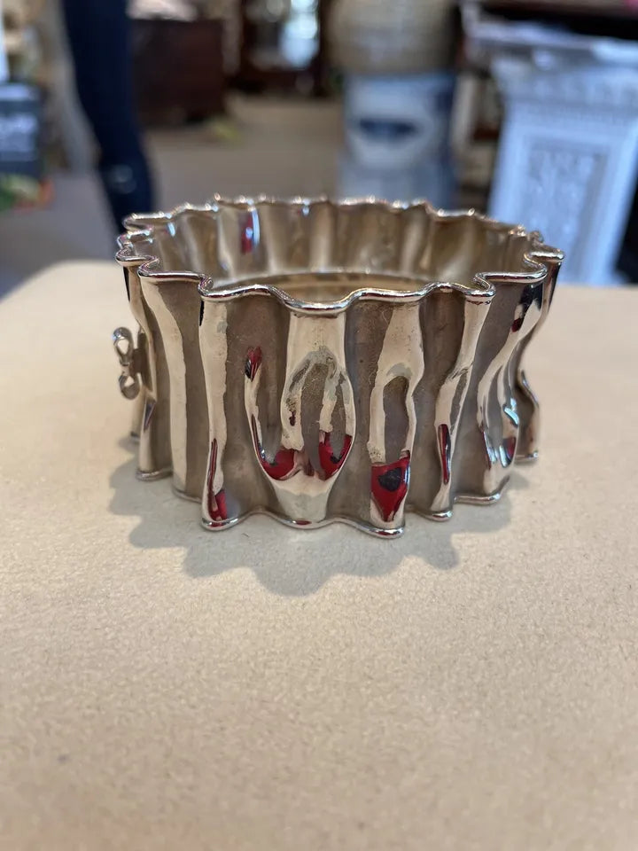 Thistle and Bee Sterling Ribbon Cuff Bracelet
