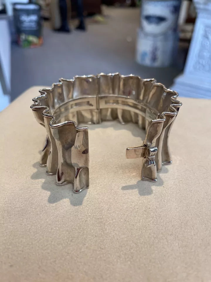 Thistle and Bee Sterling Ribbon Cuff Bracelet